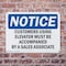 Signmission Customers Using Elevator Must Be Accompanied OSHA Notice Sign, Plastic, 10in W x 7in L, 2PK OS-2PACK-NS-P-710-L-10882 - alternate 5